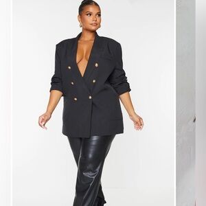 NWT - Pretty Little  Thing black military button detail, plus size blazer